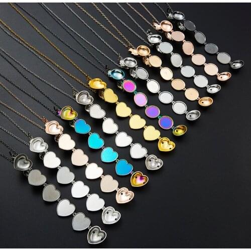Mixed-color Alloy Magic 4 Photo/8 Photo Pendant Locket Angel Wings Flash Box Trendy Album Box Statement Necklace Jewelry Gift