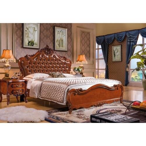 Modern european solid wood bed Fashion Carved 1.8 m bed french bedroom furniture DN209