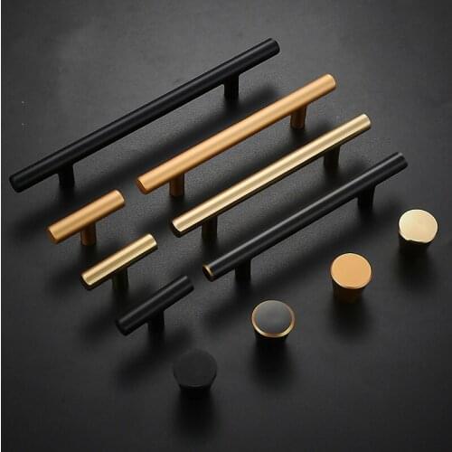 JD Modern Simple American Cabinet Door Handle Wardrobe Gold Copper Matte Black Cabinet Drawer Single Hole Handle Furniture