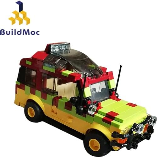 BuildMoc Jurassic Dinosaur Animal World Park Camper Touring Car Building Blocks Explorer Soldier Model Bricks Toy For Children