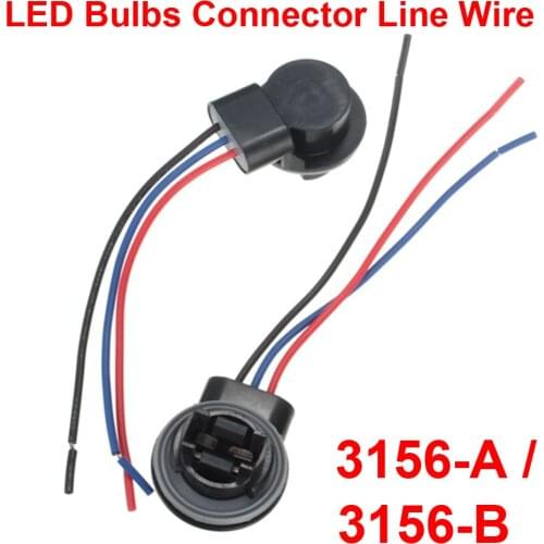 2PCS 3156-A / B LED Bulbs Holder Socket Wire Connector Extension Reverse Stop Harness Line 1156 1157 3157 7440 7443 BA15S P21W