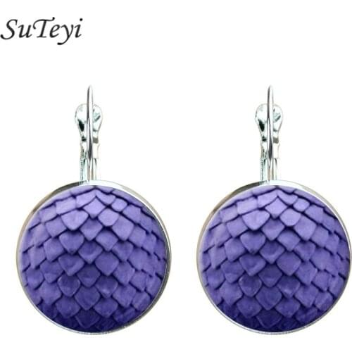 Vintage Dragon Eggs Earrings Retro Round Glass Dome Cabochon Stud Earrings For Women Antique Gold Silver Plated Jewelry