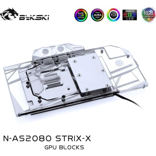 Bykski Water Block use for ASUS ROG STRIX RTX2080 OC/ 2080-O8G-GAMING/ RTX 2070 SUPER/ RTX2080S/ Compatible Original backplate