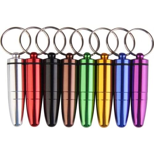 Waterproof Aluminum Medicine Pill Container Box Bottle Case Keychain Holder Personal Health Care 5.7X1.3CM TK-ing