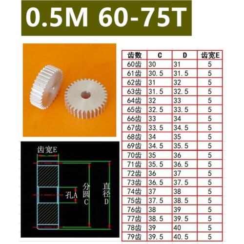 0.5mod flat aluminum alloy 0.5 die 60T 61T 62T 63T 64T 65T 66T 67T 68T 69T 70T 71T 72T 73T 74T 75T metal precision small modulus