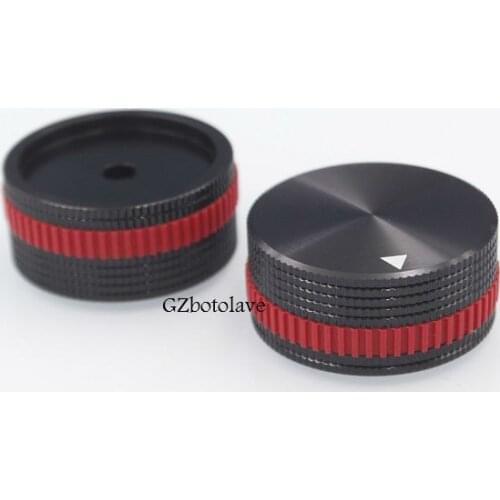 1 pcs Black with red lines Aluminum potentiometer knob cap 40MM * 18MM knob for potentiometer Free ship