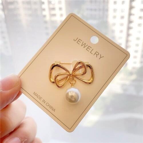1pc New Bow-knot Brooch Pin With Imitation Pearl Zircon Clothes Fixed Pin Flower Metal Pins Buckle Brooches Women Accessories