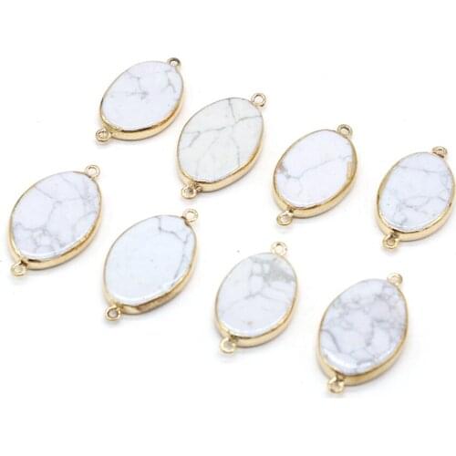 1pcs Natural Connectors Pendants White Turquoises Stone Double Hole Charms for Bracelet Jewelry Making DIY Size 18x34-20x36mm
