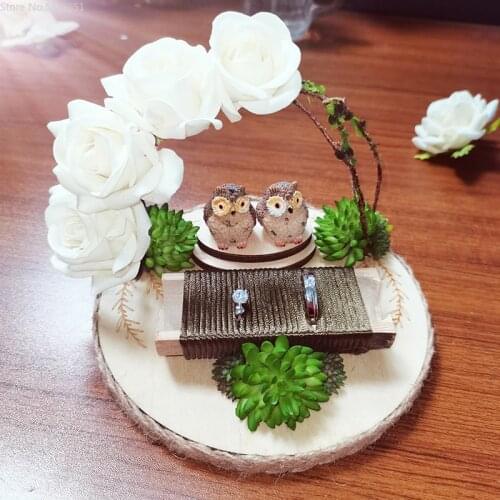 1pcs Custom Logo Ring Box Engagement Proposal Wedding Decorate Take Oath Ring Pillow Girlfriend Gift