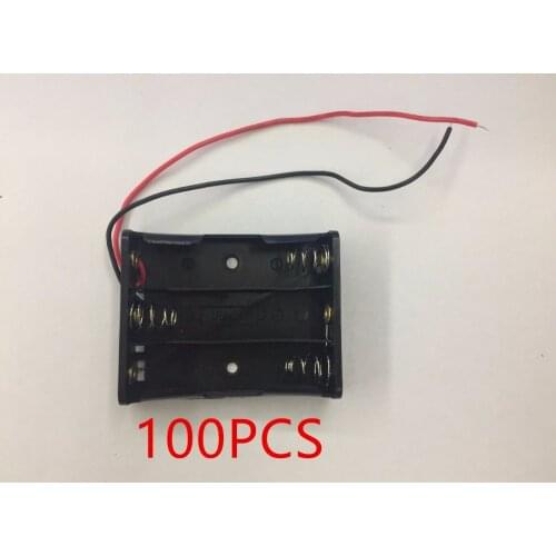 100PCS High Recommend Box Holder For 3 x AA Black With Wire Leads Plastic Battery Storage
