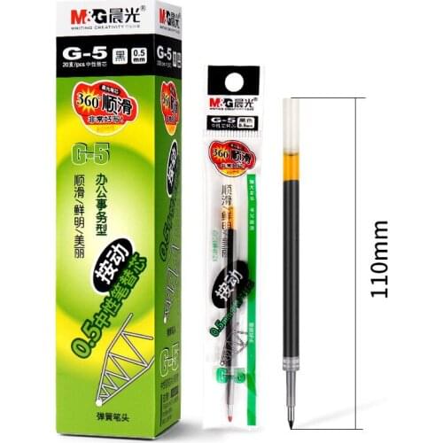 20PCS M&G G-5 black 0.5mm G5 bullet point gel pen refills the signature pen refill