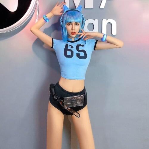 2021 New Pole Dancing Clothes Girls Team Stage Costumes Nightclub Gogo Dancer Stage Performance Tops Shorts Rave Outfits DWY5828