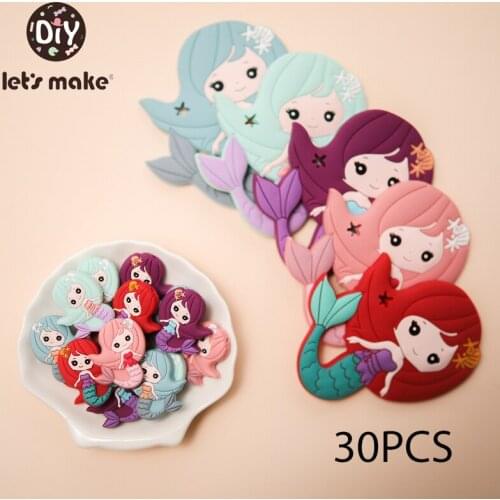 Lets make 30PCS Silicone Mermaid Silicone Beads NO BPA Baby Teethers Necklace Children DIY Toy Accessories Chewable Toys