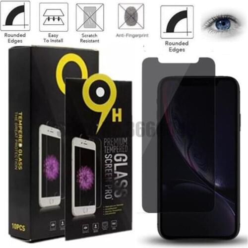 500pcs For Iphone XR XS MAX X Privacy Screen Protector Real Tempered Glass For Iphone 8 7 6S Plus With Retail Package