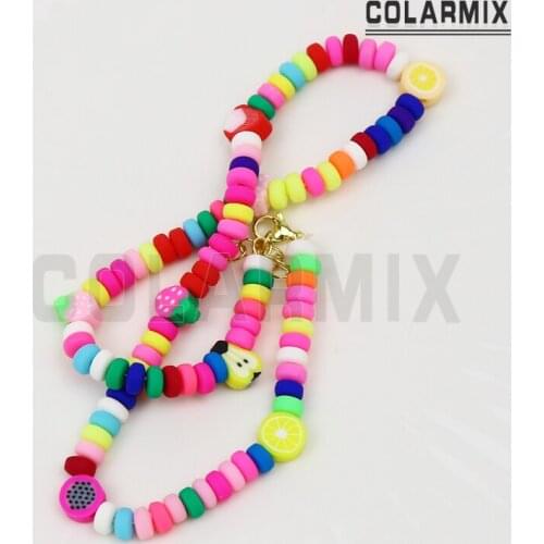 6 Pcs Colorful Fruit Polymer Clay Soft Beaded Strand Necklace Shell charms beaded necklace Elegant Jewelry Necklace 90040