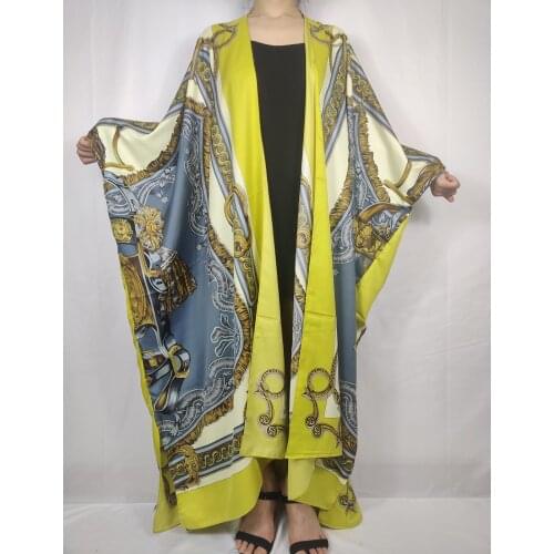 African 2021 Popular Bohemian Silk Swimwear Duster Coat For Women Middle East Abaya Kaftan long Cardigan For Muslim