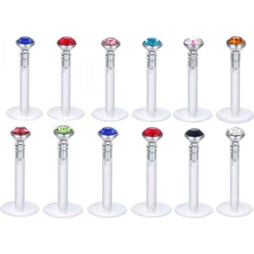 10/Pcs/lot Acrylic Lip Nail Mixed Color Labret Piercing Lip Ring Piercing Body Jewelry Fashion Lip Nail Transparent White