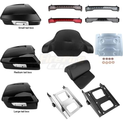 Motorcycle Trunk Luggage Tail Box Backrest Luggage Rack For Harley Touring 14-20 Base Plate Tour pak LED Brake Tail Light