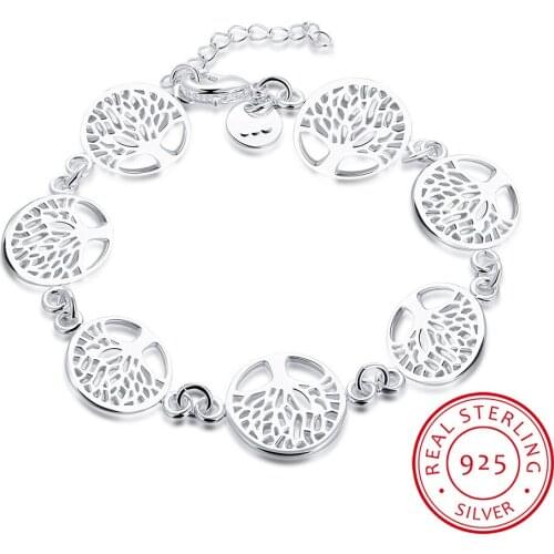 LEKANI 925 Sterling Silver Tree of Life Bracelet for Women Personalized Bracelets&Bangle Birthday Gift pulseras mujer moda