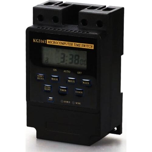 50pcs 220v digital timer KG316T 25A Din Rail Intelligent Microcomputer programmable timer Switch Relay Controller