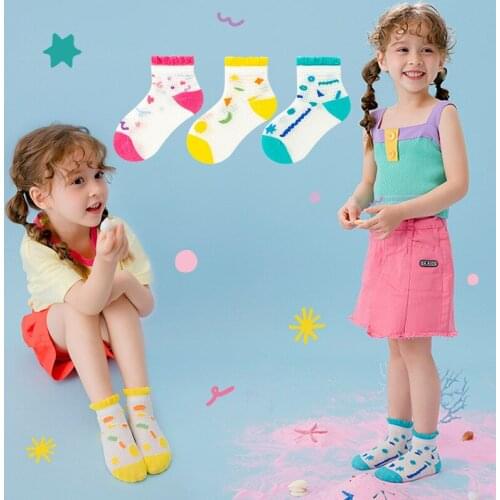 3 Pairs Childrens Socks Spring And Summer Thin Boys And Girls Mesh Socks Short Boat Socks Tide Socks Korea Ins Cotton Socks