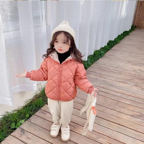 Childrens Down Cotton Coat Autumn Winter New Boys Girls Hooded Jacket Small Kids Baby Plus Fleece Warm Jacket TZ797