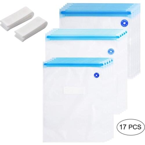 Home Food Saver Organizer Vacuum Seal Bag Reusable Zippered Hand-pump Food Saver Container Pouch