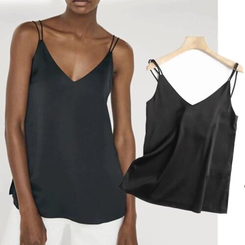 Jenny&Dave T Shirt Women England Simple Fashion Office Lady Solid Camisole Women Satin Summer Camisetas Verano Mujer 2021 Tops