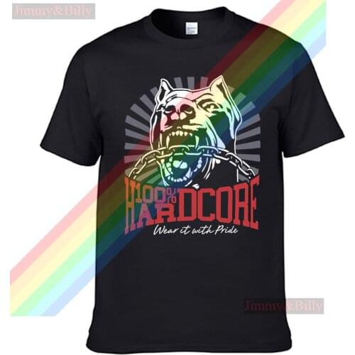 Hardcore Ferocious Dog Retro Casual T Shirt Mens Summer Black 100% Cotton Short Sleeves O-Neck Tee Shirts Tops Tee Unisex