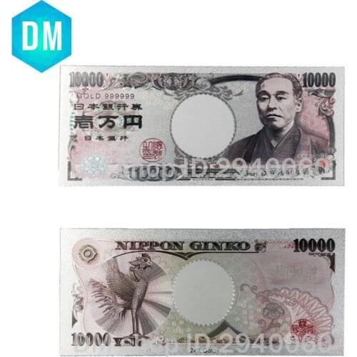 Hot Sale Value Collectible Gold Banknote Japan 10000 Yen Pure Normal Silver Banknotes for Gifts 10pcs/lot