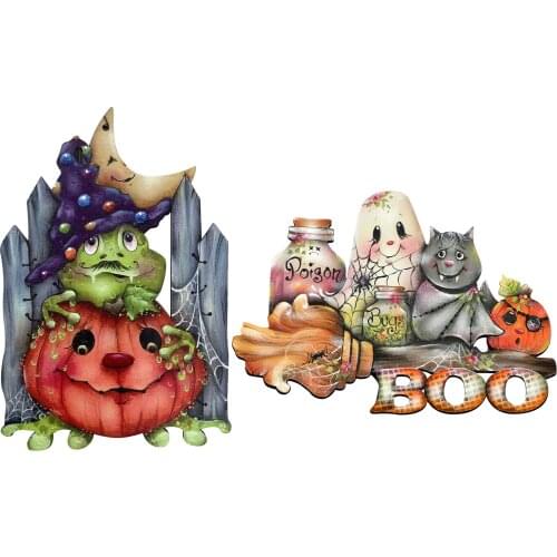 Halloween Wooden Door Hanging Door Sign Pumpkin Ghost Wall Hanging Decorative For Home Outdoor Wall Entrance Window Excellent