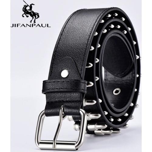 JIFANPAUL Best selling ladies bullet belt punk rock style new ladies belt with motorcycle jeans fashion decoration free shipping