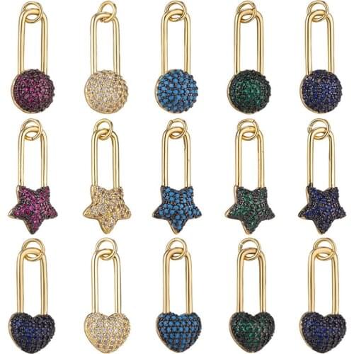 Juya DIY Luxury Round Heart Star Paperclip Money Clip Charms For Handmade Fashion Designer Pendant Jewelry Making Supplies