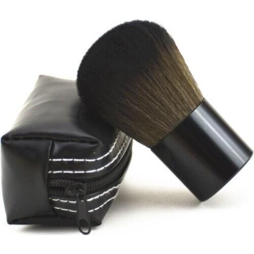 1pc Short Handle Powder and Blush Brush Metal Handle Brush KABUKI Mushroom Brush with Bag