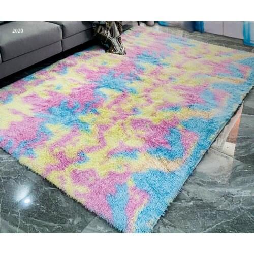 Long hair tie-dyed gradient carpet for the plush bed bedroom blanket Wish Amazon European home living room floor mat