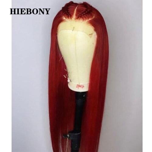 Red Lace Front Human Hair Wigs with Baby Hair Brazilian Hair Red Straight 13x6 Lace Front Wigs Bleached Knots for Black Women