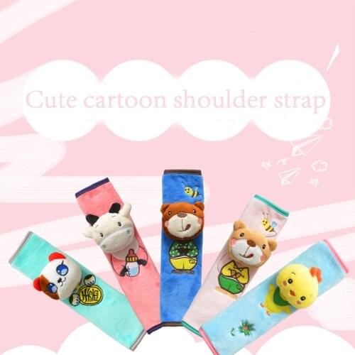 LOSFO Car Seat belt cover Child kids Shoulder Protection embroidery Plush Cotton padding cartoon safety belt Car Accessories
