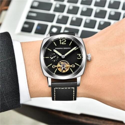 Top Brand PAGANI DESIGN 2021 45MM Large Dial Mens Hollow Automatic Mechanical Tourbillon Waterproof Watches Relogio Masculino