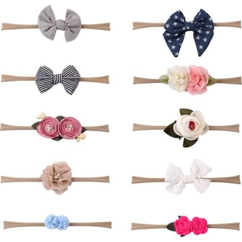 10pcs Baby Girls Headband Set Cute Hair Accessories Flower Bow Beads Casual Hair ornaments Headwear Suit for Newborn Infants New