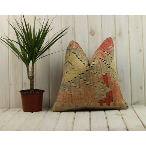 Handmade Kilim Pillow Cases Hand Woven Turkish Anatolian Traditional Motifs Cushion Cover Vintage Home Decorative Zip Carpet
