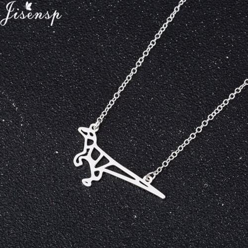 Jisensp Unique Vintage Dinosaur Stainless Steel Necklace Hollow Origami T-Rex Pendant Necklace for Women Kids Party Gift