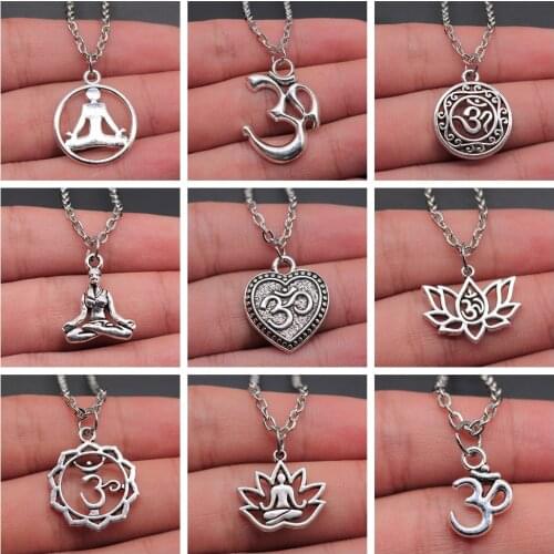 Om Sign Yoga Symbol Minimalist Round Shaped Yoga Om Charms Namaste Pendant Necklace Fit Women Party Gift Jewelry Handicrafts