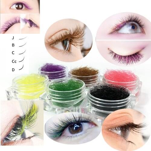 NEW 6 Colored False Eyelashes Loose Bulk Fake Eyelash C D curl 0.1mm 0.15mm 0.2mm/8-12mm Natural Eyelashes Extension Beauty Tool