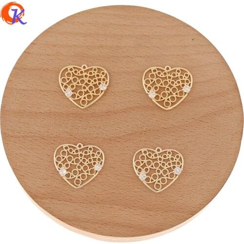 Cordial Design 50Pcs 19*21MM Jewelry Accessories/CZ Charms/Earring Findings/Heart Shape/DIY Making/Hand Made/Earrings Connectors
