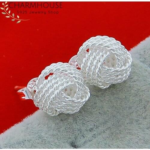 Stud Earrings Silver 925 Jewelry 10mm Ball Beads Earrings for Women Fashion Accessories Pendientes Brincos Christmas Gifts