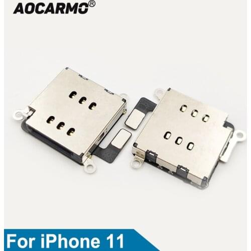 Aocarmo For iPhone 11 Dual / Single Sim Card Tray Socket Reader Holder Slot Socket Flex Cable Repair Parts