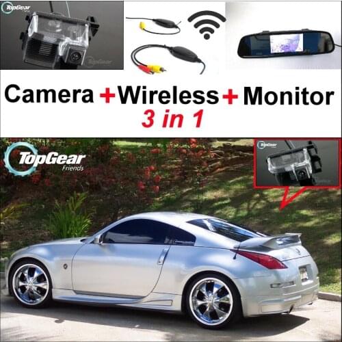 3 in1 Special Rear View Camera + Wireless Receiver + Mirror Monitor Backup Parking System For Nissan Sentra 350Z 370Z Fairlady Z