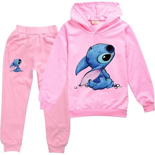 Stitch Toddler Girs Clothes Cotton Boutique Kids Clothing Little Boys T Shirt Pants Girls Clothing Set Teenage Hoodied Shirt