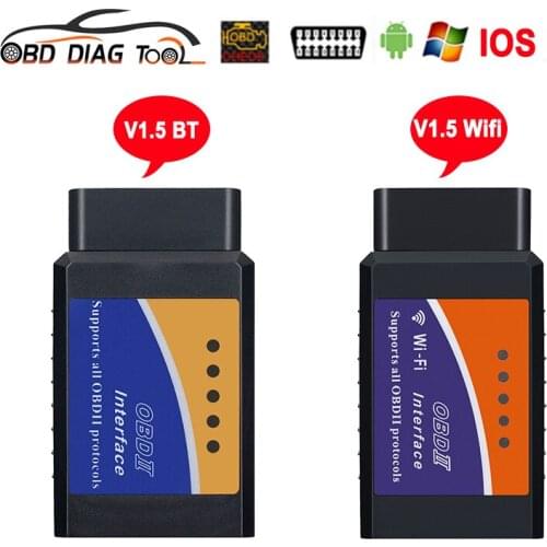 Super Mini OBD2 ELM327 V1.5 WIFI/BT Adapter Diagnostic Car Scanner Tool ELM 327 Bluetooth OBDII Interface Android IOS Free Ship