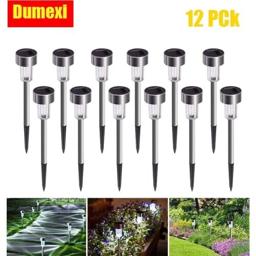 12Pcs Solar Powered Spike Gound Light Lantern Waterpoof Decoration Lighting For Pathway Yard Lawn Outdoor Landscape Garden Lamp